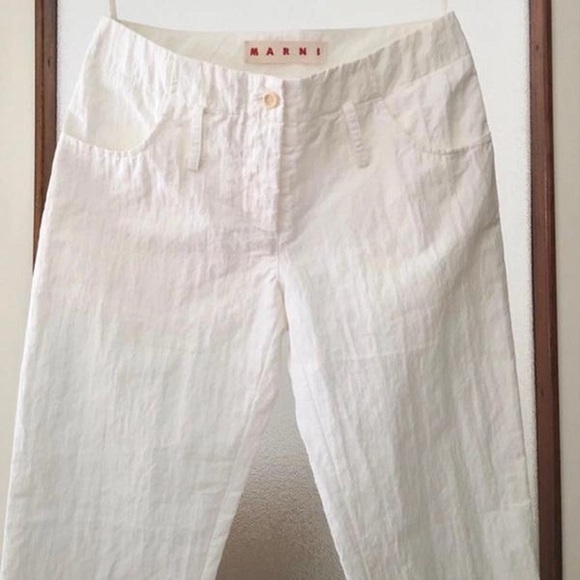 Vintage Marni cotton capri pants cloud white nwot XS - Picture 3 of 9